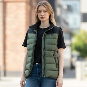 Coach Green and Black Puffer Vest